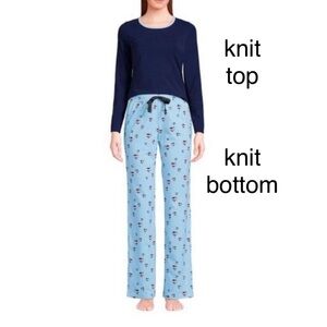 LANDSEND Women's Plus Size Knit Pajama Set Long Sleeve T-Shirt and Pants